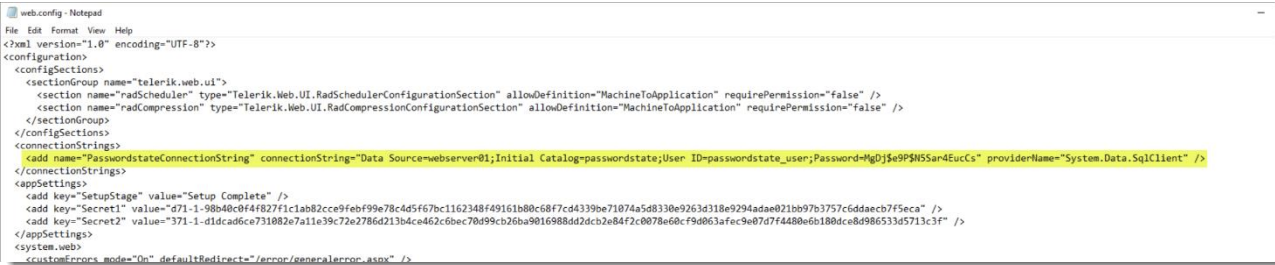 App Server Connection string