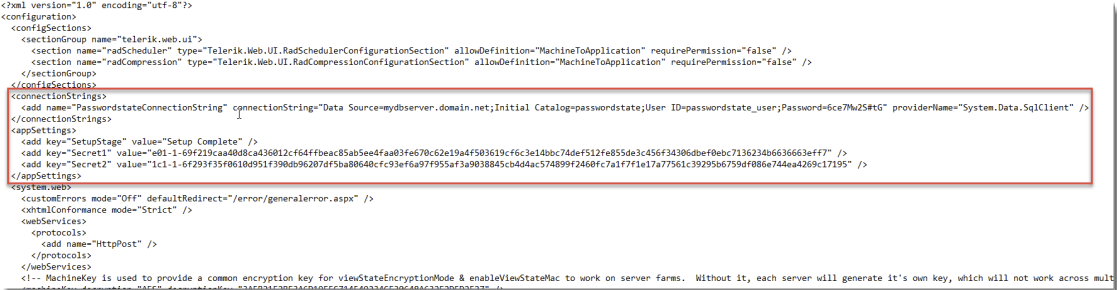 Web Config Connection String