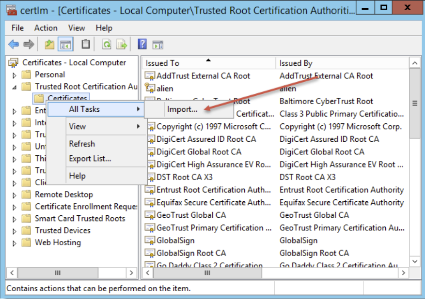 Import CA Certificate