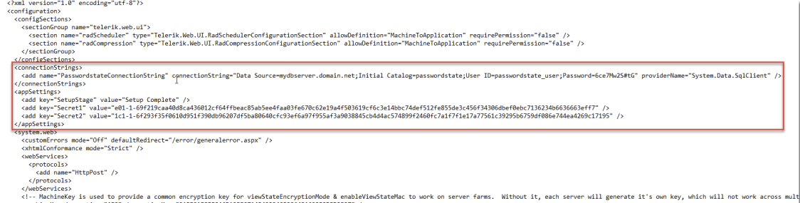 Web Config Connection String