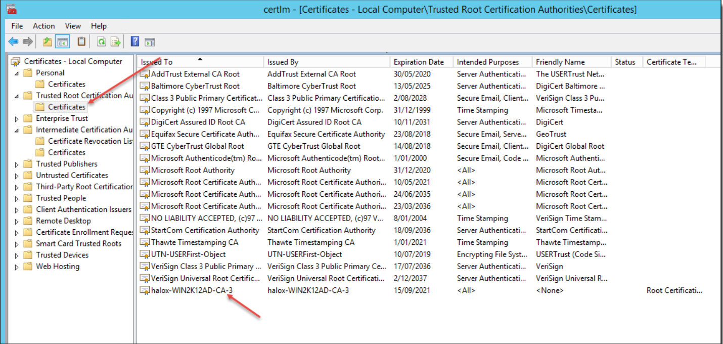 Certificate Location 2