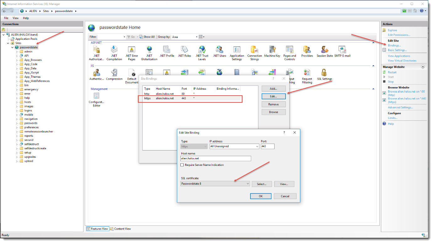 IIS Edit Bindings