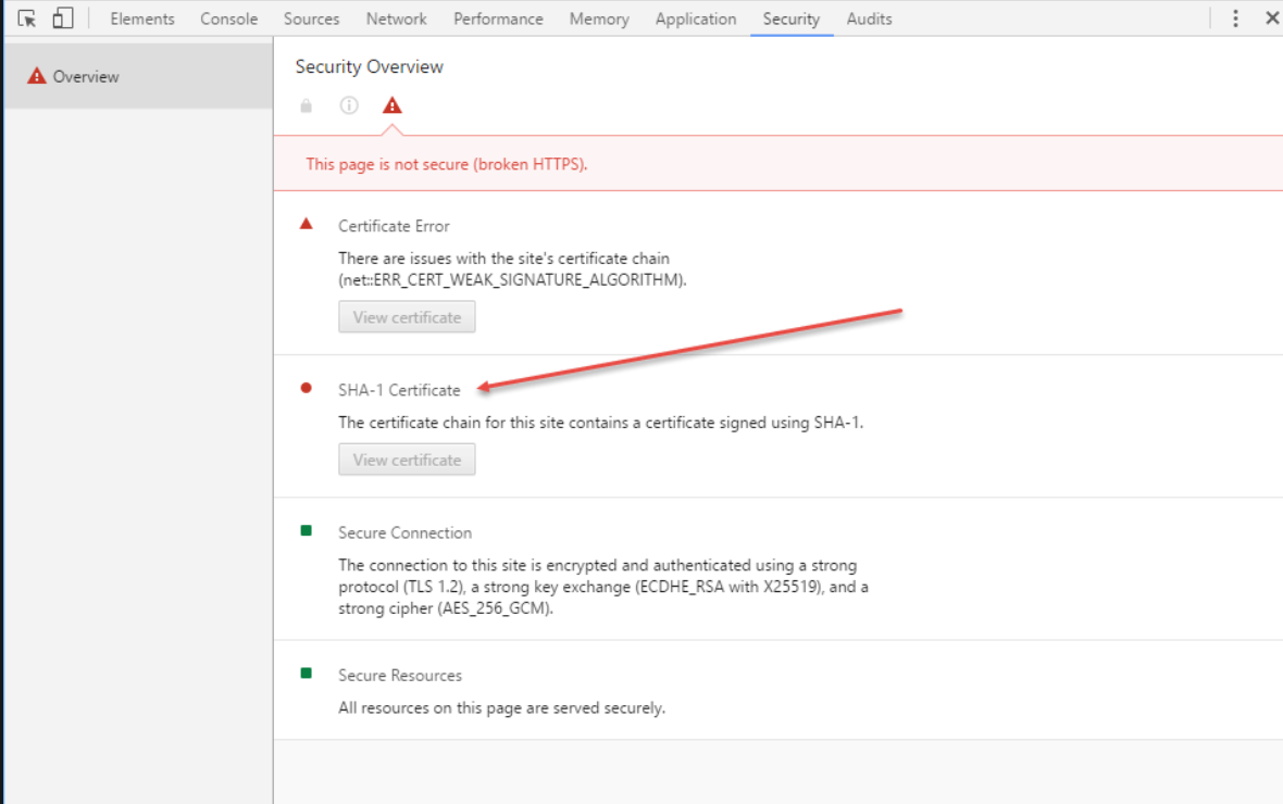 SHA-1 Certificate