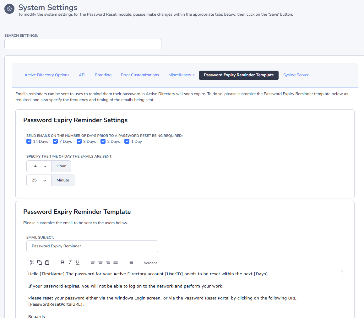 Password Expiry Reminder Template