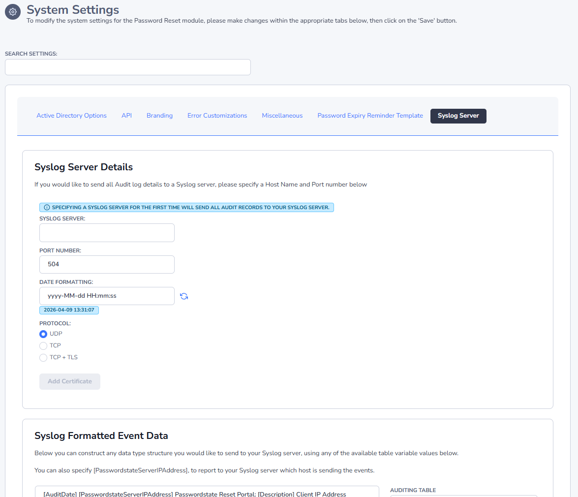 PRP Syslog Server