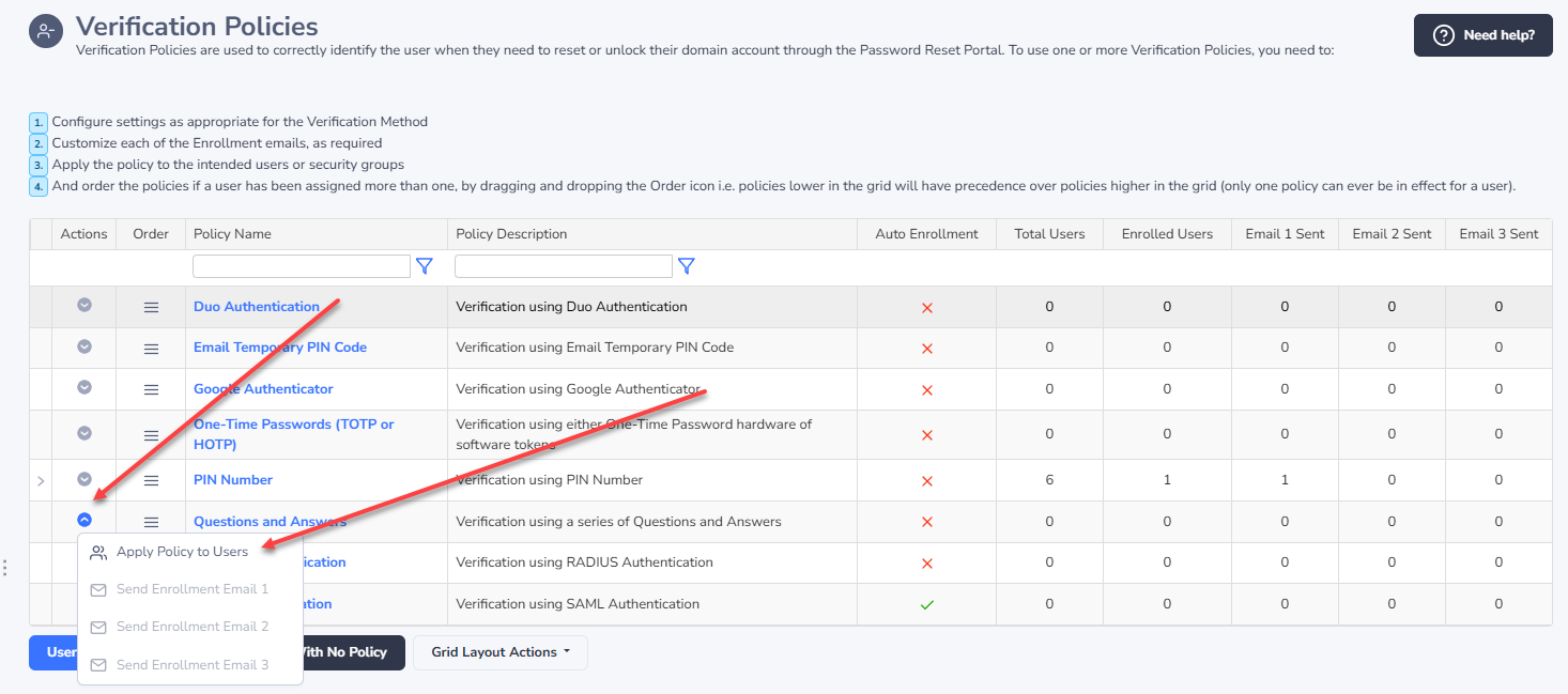 PRP Verification Policies