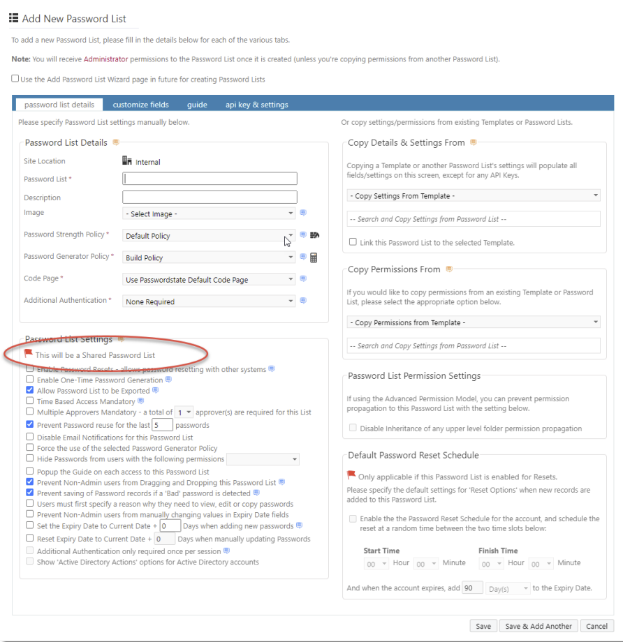 Add Shared Password List 4