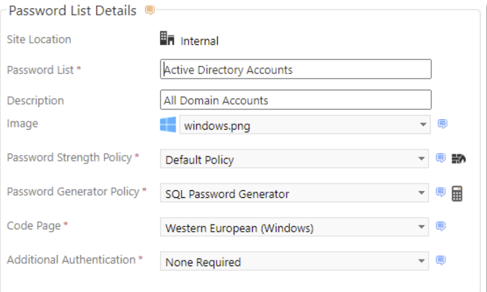 Password List Details