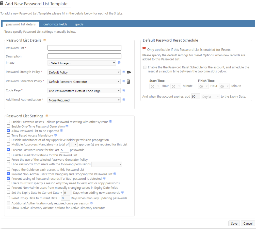 Password List Templates