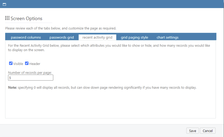 Recent Activity Grid