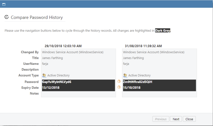 View History of Change