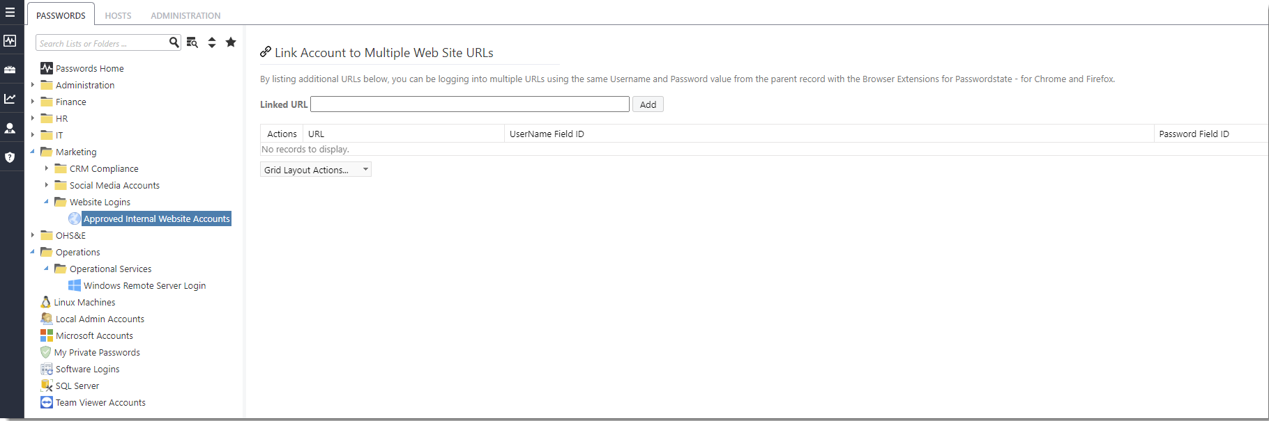 Link Account to URLs